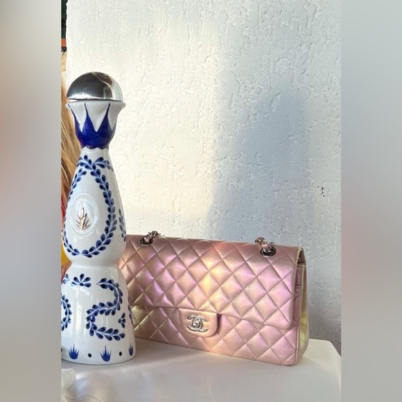 **SOLD** Chanel Iridescent Pink Quilted Lambskin Ballet Slippers Double Flap Bag - Picture 12 of 12